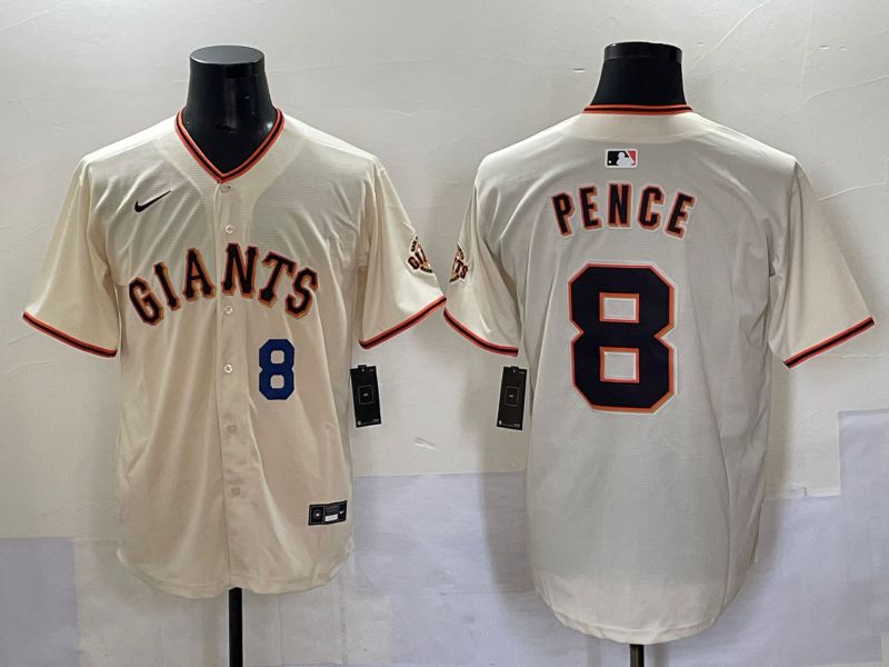 Men 2025 San Francisco Giants #8 Pence Cream Game Nike MLB Jersey style 4
